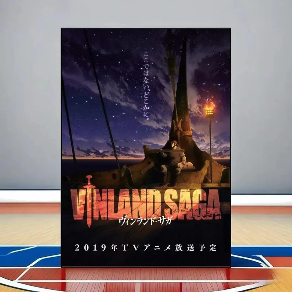 Vinland saga poster featuring a dark starry night sky on waterproof reusable hd pvc wall art
