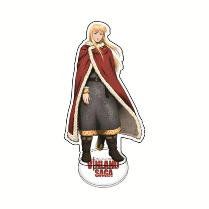 Vinland saga thorfinn acrylic stand featuring red and gray 15cm fur-lined cape character desktop ornament