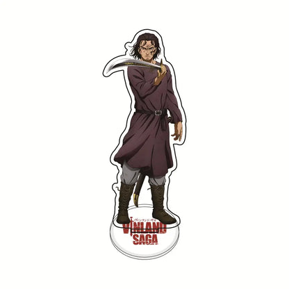 Vinland saga thorfinn acrylic stand 15cm desktop ornament featuring character in dark purple robe holding curved blade
