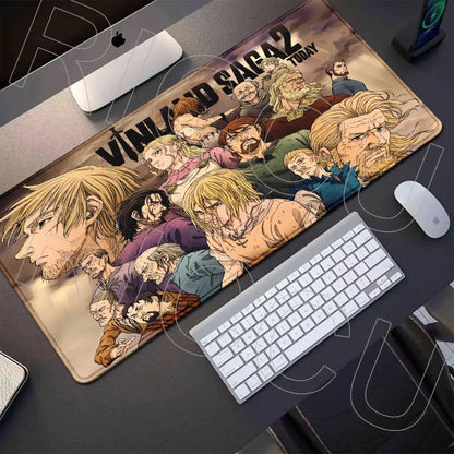 Vinland saga thorfinn gaming mouse pad 800x400mm with detailed vinland saga character illustration on smooth glossy surface