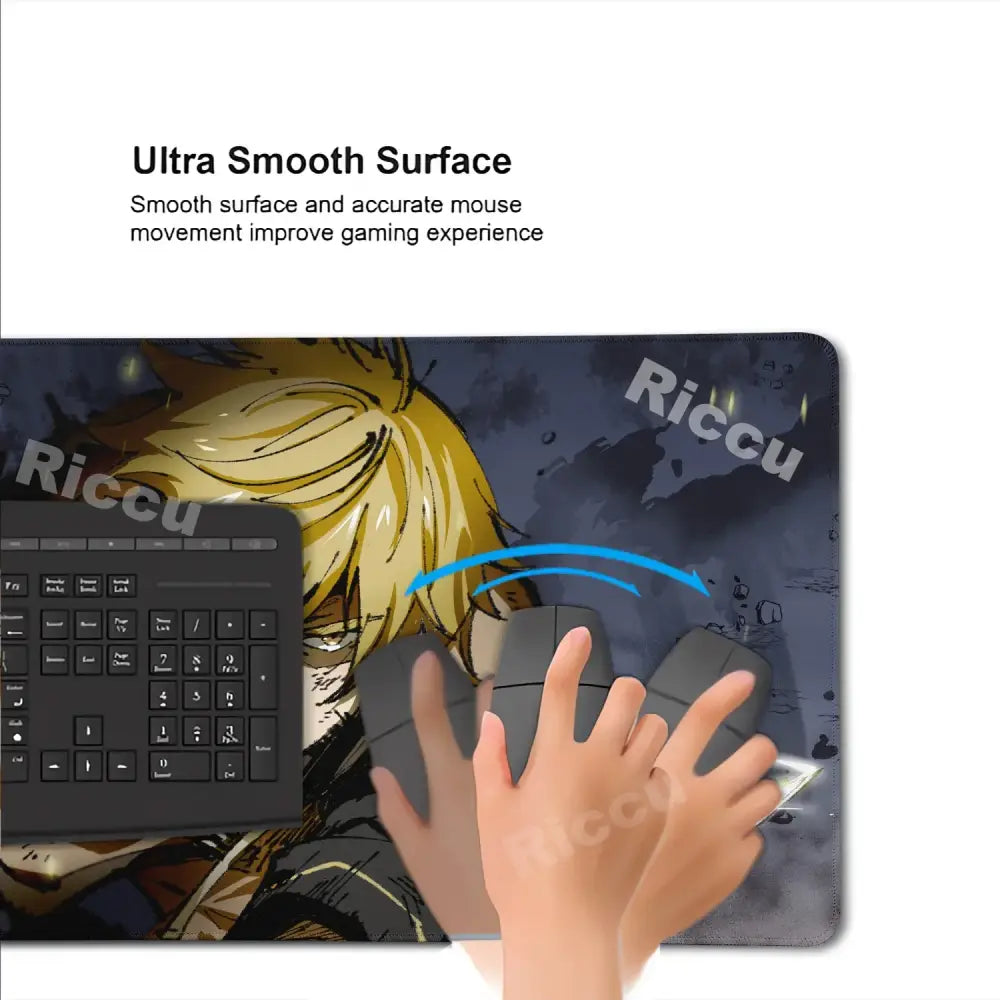 Black and gray vinland saga thorfinn gaming mouse pad with blonde anime character design 800x400mm