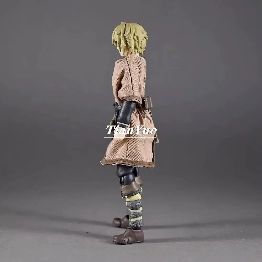 Vinland saga thorfinn karlsefni action figure with short light green hair wearing beige coat and black pvc armored legs