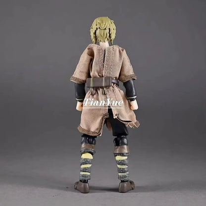 Vinland saga thorfinn karlsefni action figure with blonde hair in tan textured tunic black leggings and brown boots pvc 15cm